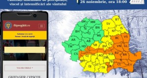 COD GALBEN de intensificări ale vântului și precipitații însemnate cantitativ pentru județul Botoșani, până mâine, la ora 18:00